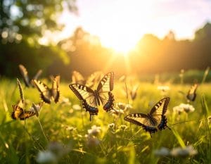 Butterflies in the summer sun